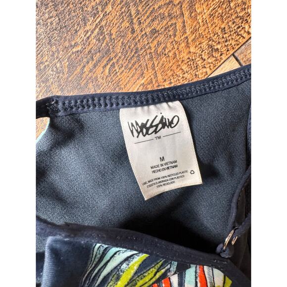 Vintage-Inspired Mossimo Strappy Bikini Swim Top Size M Tropical Palm Print - Picture 2 of 5